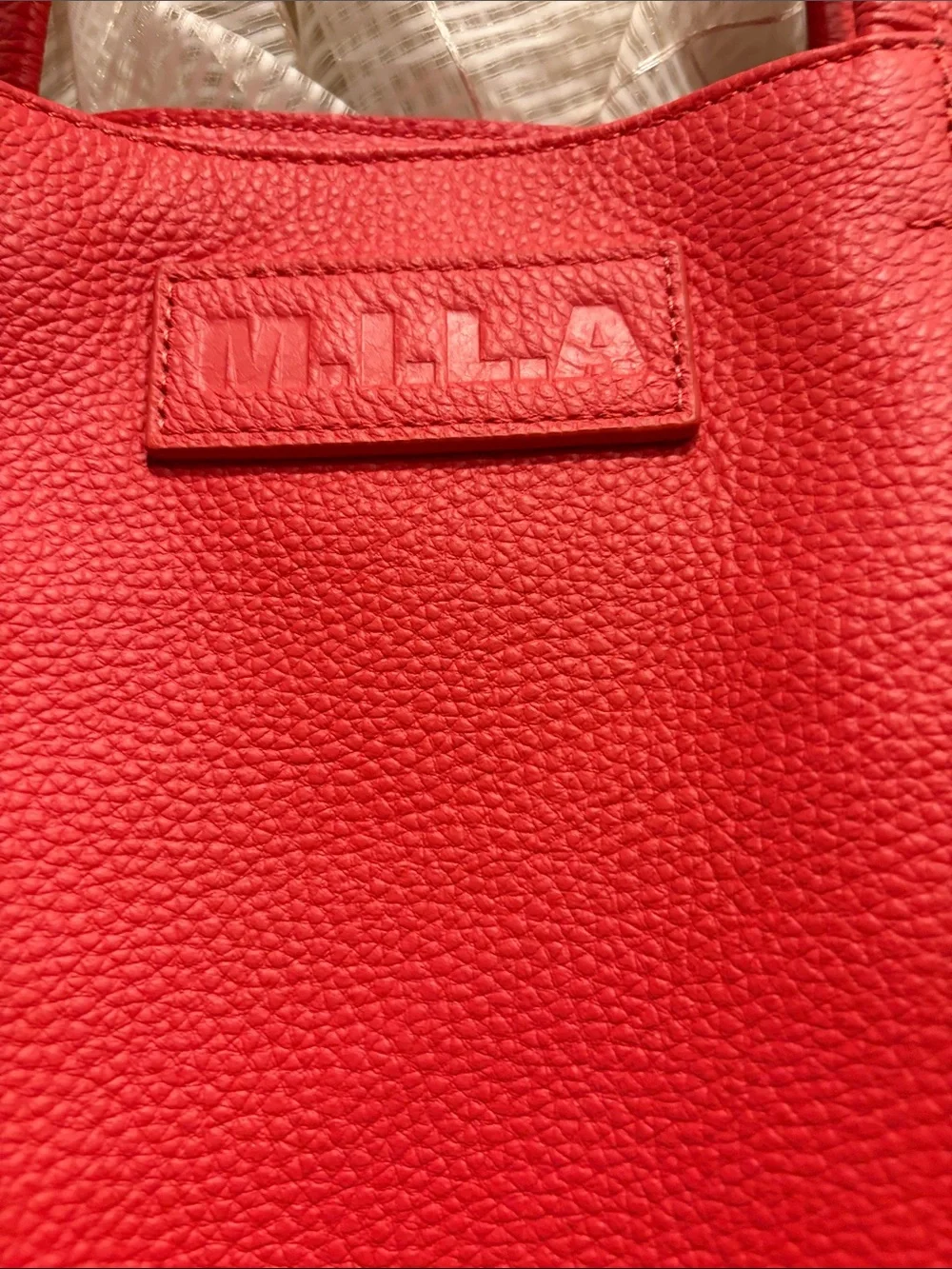 M.I.L.A Red Textured Leather Tote